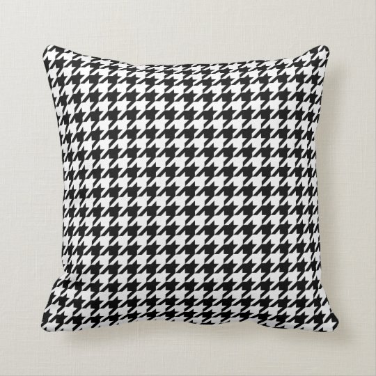 Houndstooth pattern black and white throw pillow