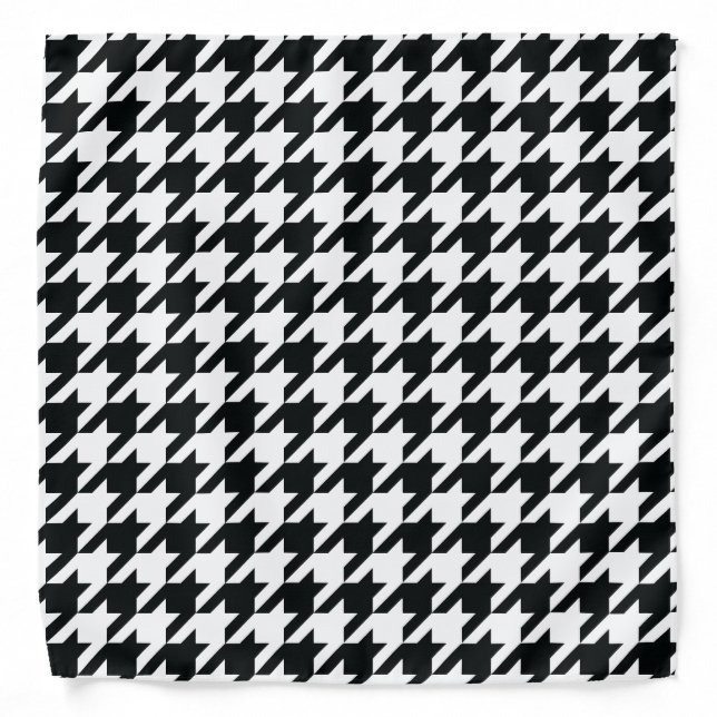 Houndstooth Pattern Black White Bandana (Front)