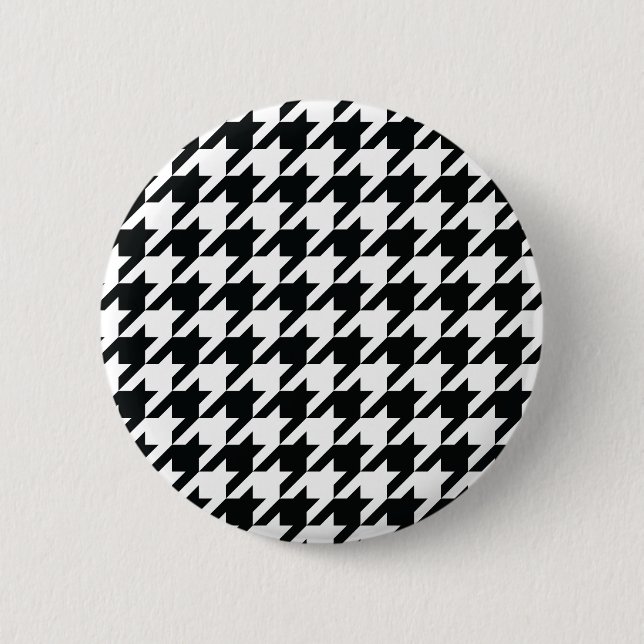Houndstooth Pattern Black White Button (Front)