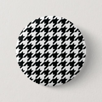 Houndstooth Pattern Black White Button