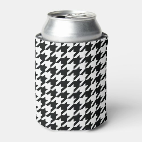 Houndstooth Pattern Black White Can Cooler