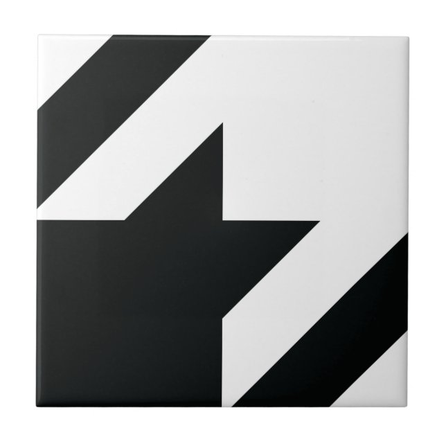Houndstooth Pattern Black White Ceramic Tile (Front)
