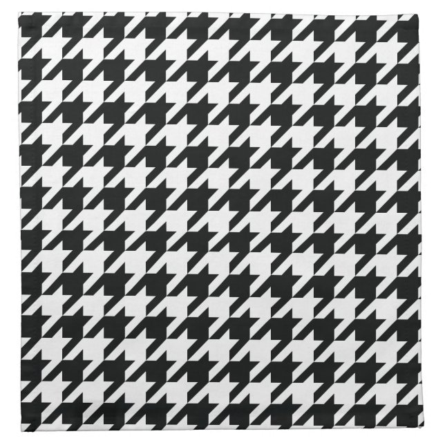 Houndstooth Pattern Black White Cloth Napkin (Front)