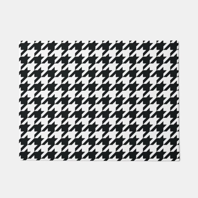 Houndstooth Pattern Black White Doormat (Front)