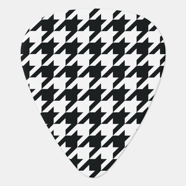 Houndstooth Pattern Black White Guitar Pick (Front)