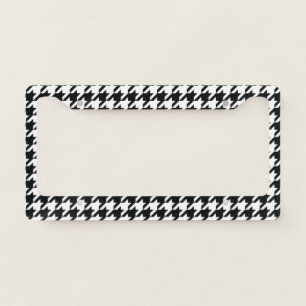 Houndstooth Pattern Black White License Plate Frame