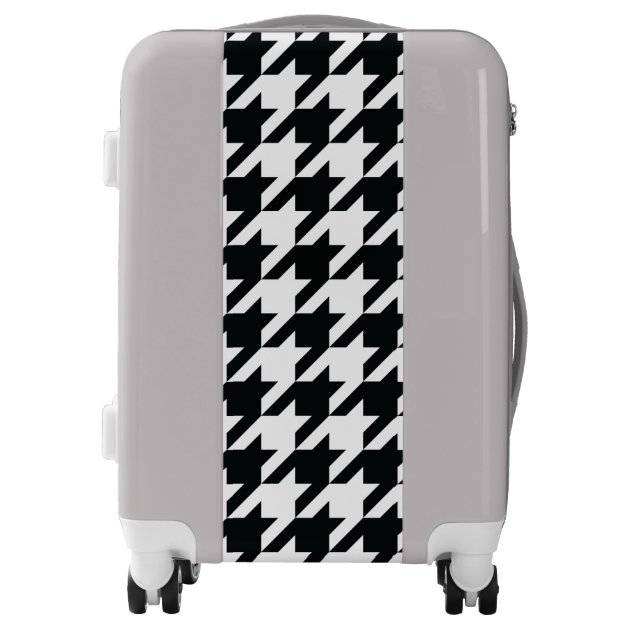 black and white houndstooth luggage