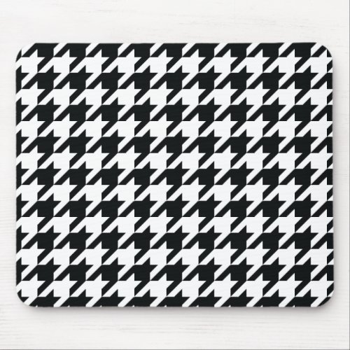 Houndstooth Pattern Black White Mouse Pad
