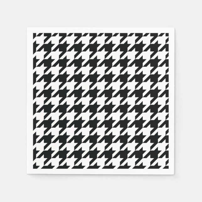 Houndstooth Pattern Black White Napkins (Front)