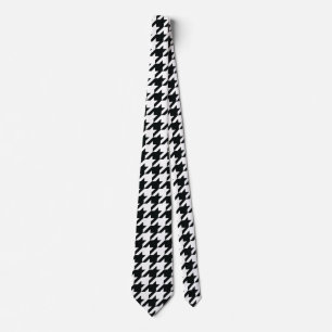Houndstooth Pattern Black White Neck Tie