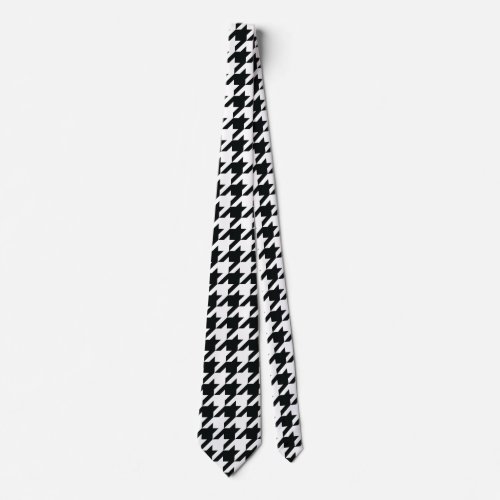 Houndstooth Pattern Black White Neck Tie