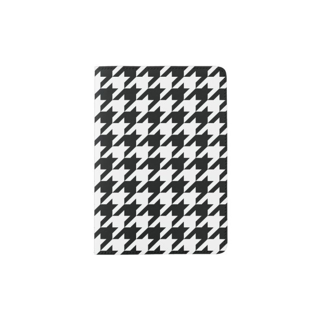 Houndstooth Pattern Black White Passport Holder (Front)