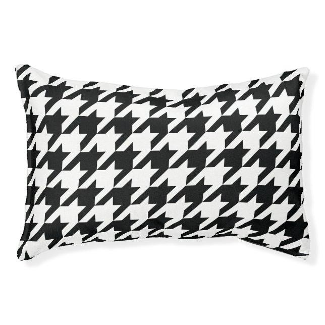 Houndstooth Pattern Black White Pet Bed (Front)