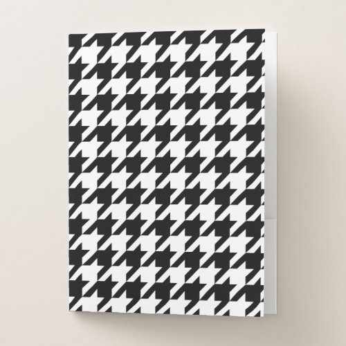 Houndstooth Pattern Black  White Pocket Folder