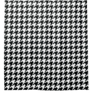 Houndstooth Pattern Black White Shower Curtain