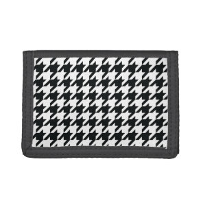 Houndstooth Pattern Black White Tri-fold Wallet