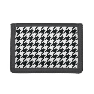Houndstooth Pattern Black White Tri-fold Wallet