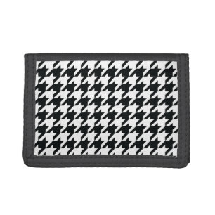 Houndstooth Pattern Black White Trifold Wallet