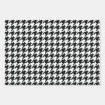 Houndstooth Pattern Black White Wrapping Paper Sheets