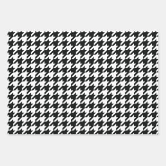 Houndstooth Pattern Black White Wrapping Paper Sheets