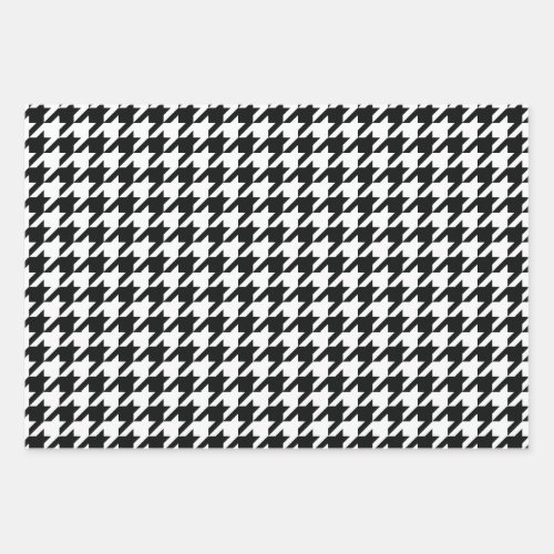 Houndstooth Pattern Black White Wrapping Paper Sheets