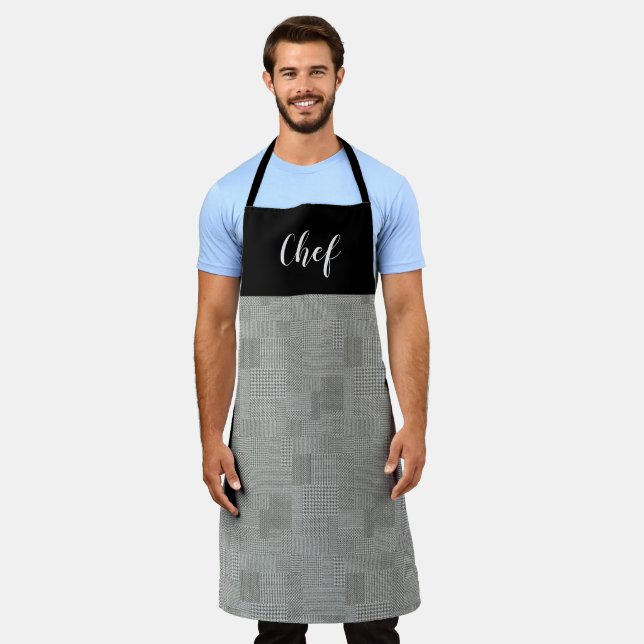 Houndstooth Pattern Chef Apron (Worn)