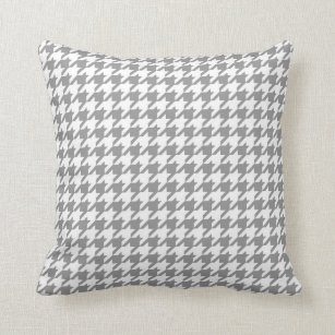Houndstooth Pattern Grey and White Throw Pillow