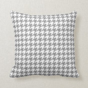 Houndstooth Pattern Grey And White Throw Pillow by AnyTownArt at Zazzle