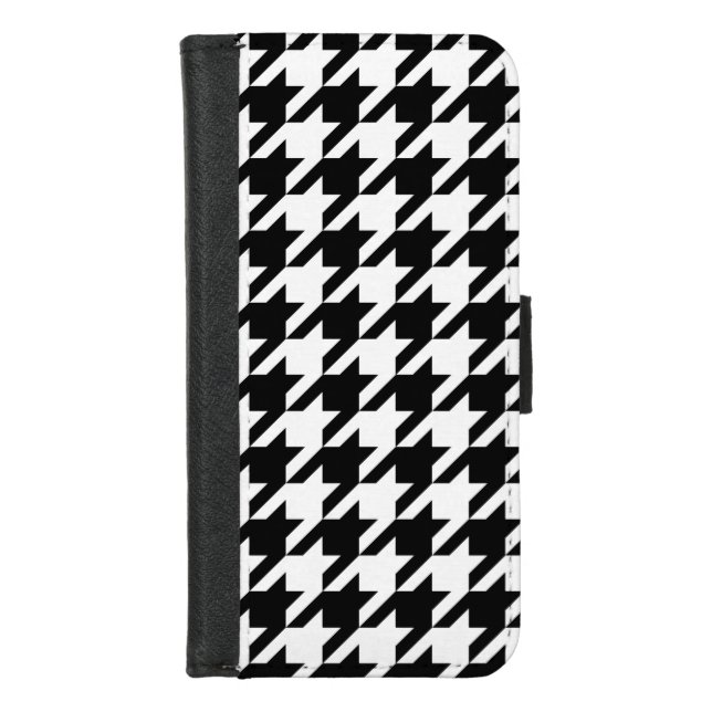 Houndstooth Pattern in Black and White iPhone Wallet Case (Front)