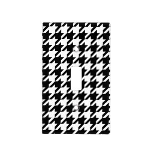 Houndstooth Pattern in Black and White Light Switch Cover