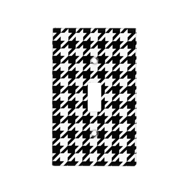 Houndstooth Pattern in Black and White Light Switch Cover (Front)