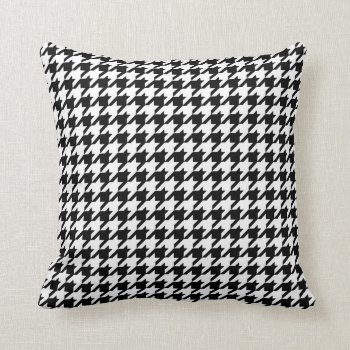 Houndstooth Pattern In Black And White Throw Pillow by AnyTownArt at Zazzle