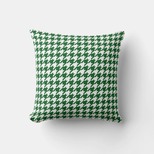 Houndstooth Pattern in Kelly Green and White Throw Pillow