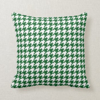 Houndstooth Pattern In Kelly Green And White Throw Pillow by AnyTownArt at Zazzle
