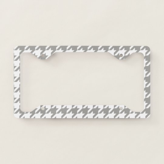 Houndstooth Pattern Light Grey License Plate Frame