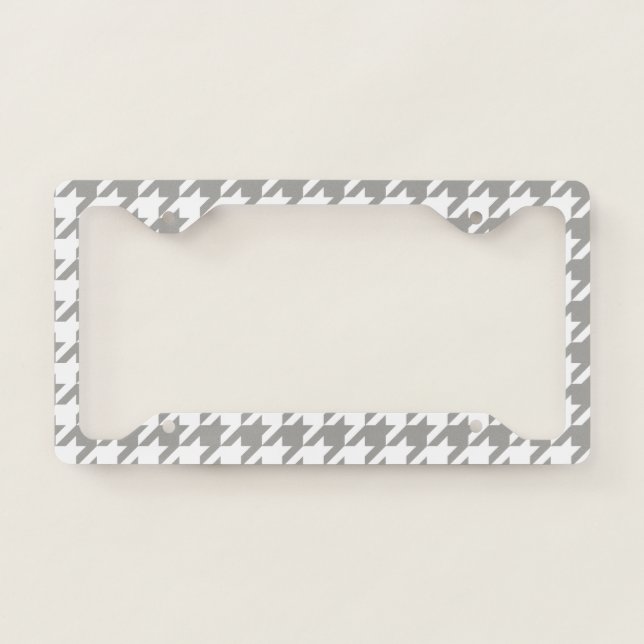 Houndstooth Pattern: Light Grey License Plate Frame (Front)