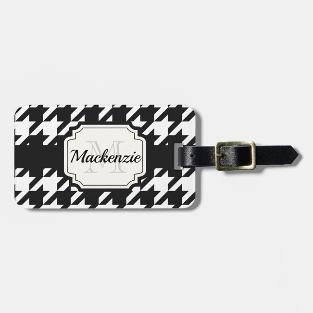 Houndstooth Pattern Luggage Tag (Front Horizontal)