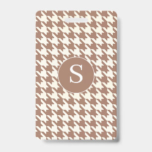 Houndstooth Pattern Mocha Mousse and White Badge