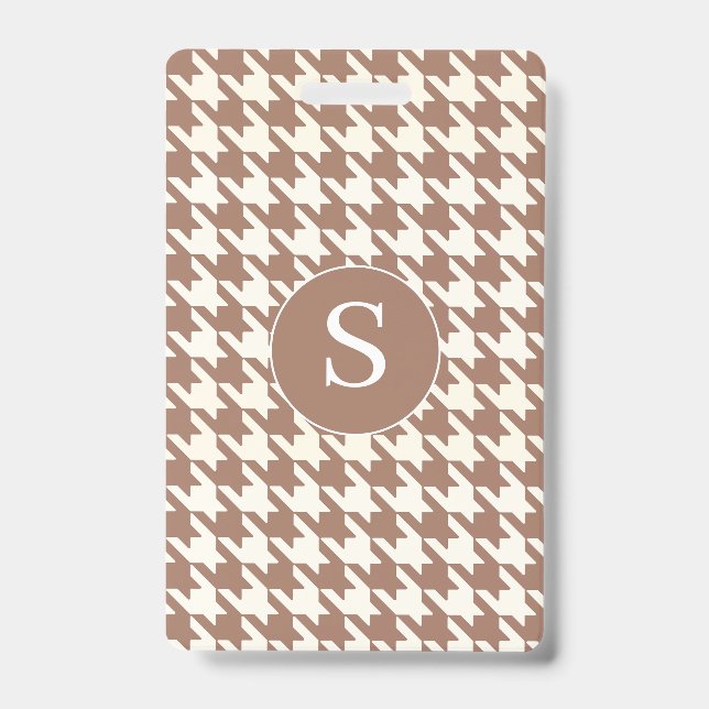 Houndstooth Pattern Mocha Mousse and White Badge (Front)