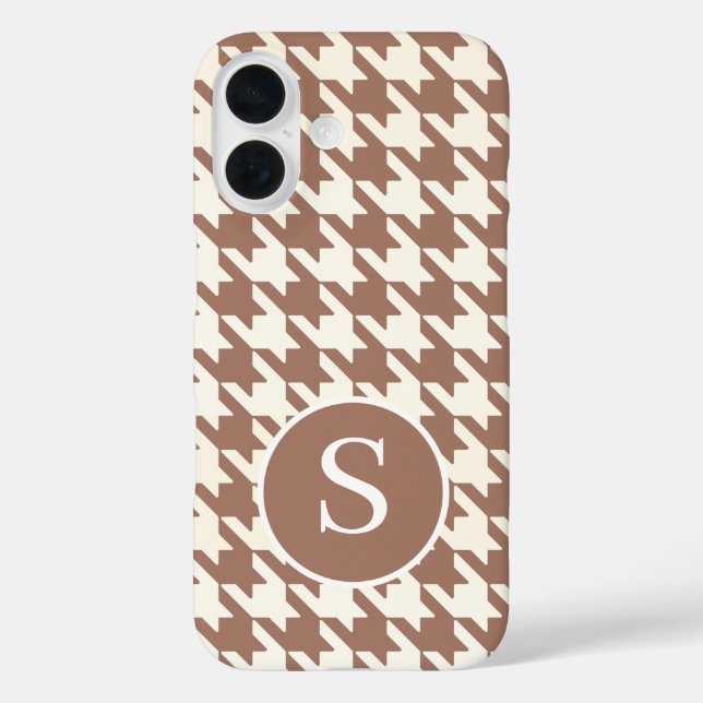 Houndstooth Pattern Mocha Mousse and White Case-Mate iPhone Case (Back)