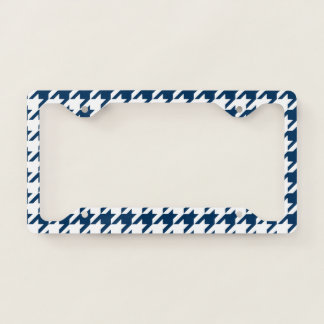Houndstooth Pattern: Navy Blue License Plate Frame