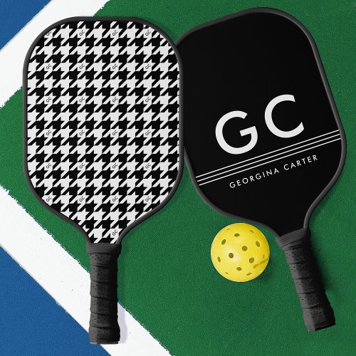 Houndstooth Pattern Personalized Monogram Pickleball Paddle