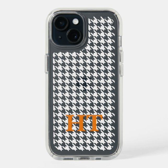 Houndstooth pattern SPECK Presidio iPhone 15 case (Front (Black))
