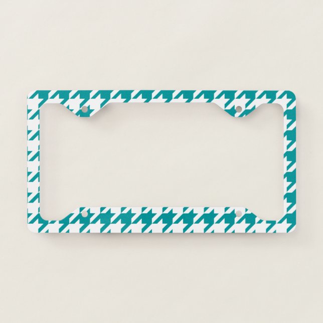 Houndstooth Pattern: Teal License Plate Frame (Front)