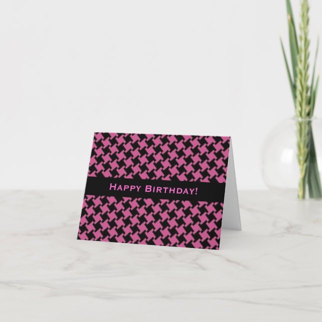 Houndstooth Patterned Birthday Card (Front)