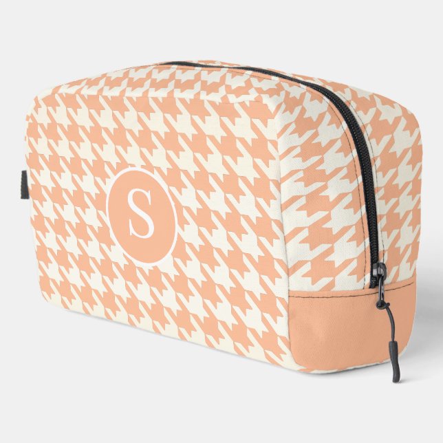 Houndstooth Peach Fuzz & White Toiletry Bag (Right Corner)