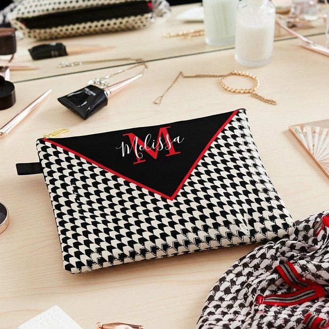 Houndstooth personalized  accessory pouch (Creator Uploaded)