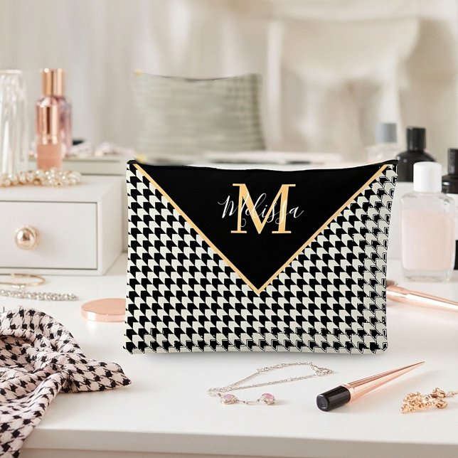 Houndstooth personalized  accessory pouch (Creator Uploaded)