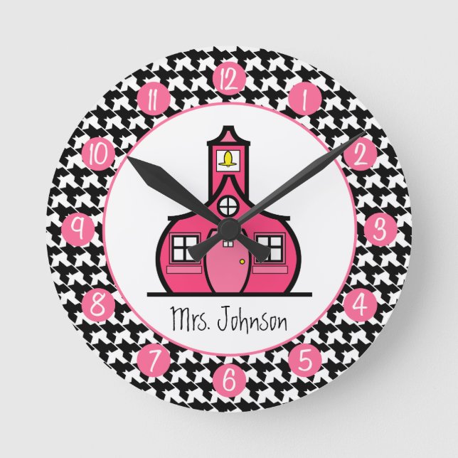 Houndstooth Personalized Clock For Teachers (Front)
