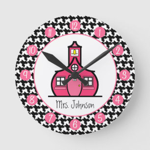 Houndstooth Personalized Clock For Teachers